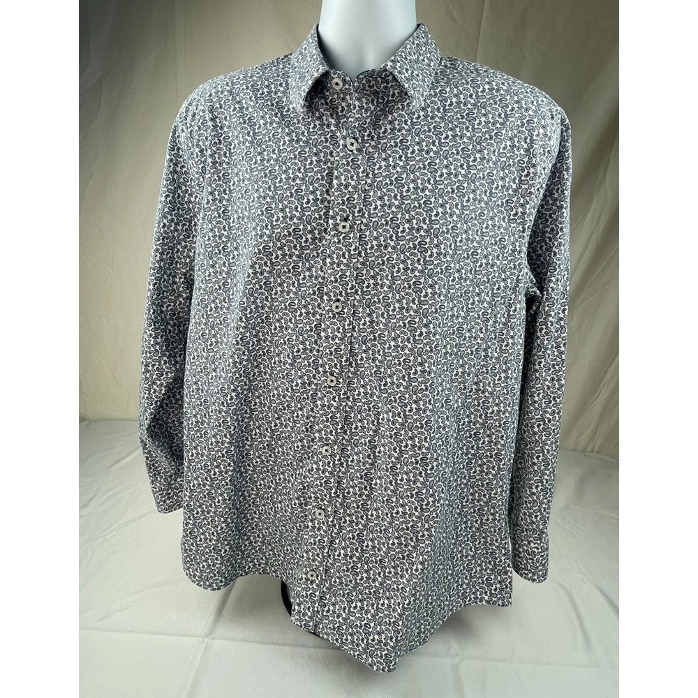 Nick Graham Everywhere Stretch Modern Fit Paisley Button Front Shirt XL Mens